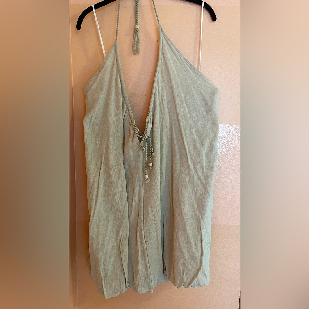 Free People Bubble Halter Tunic Dress US L in tan/ivory. WITH POCKETS!!